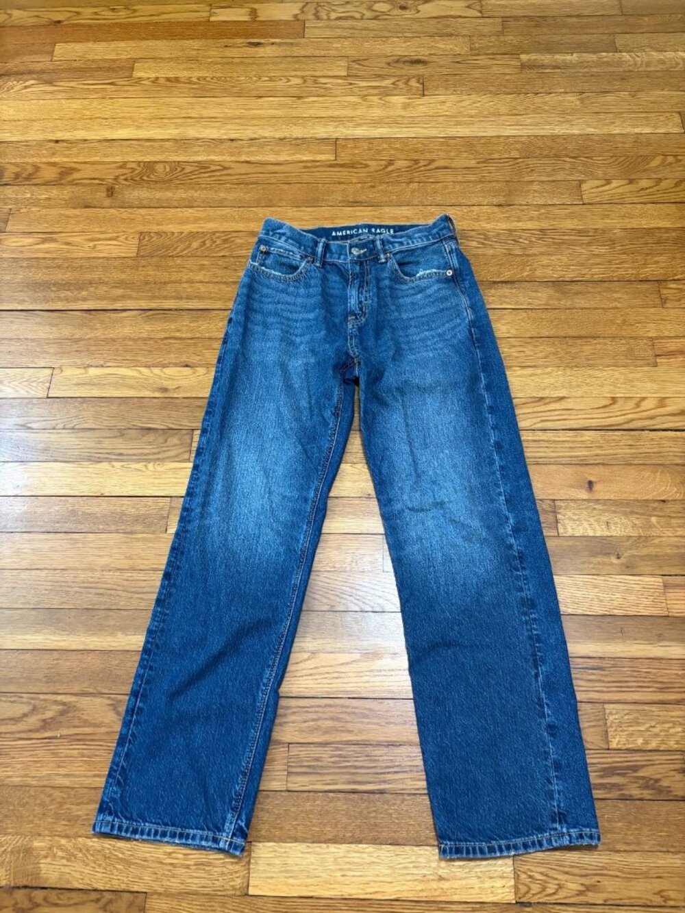 American Eagle AE Ex-boyfriend Jeans Size 00 25x28 Blue Dark Strigid Denim Pants